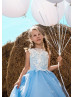 Cap Sleeves Lace Tulle V Back Floor Length Flower Girl Dress